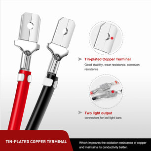 2PCS 16AWG 20FT Wire Extension Kit For LED Light Bar/Led Pods/LED Work Light Nilight