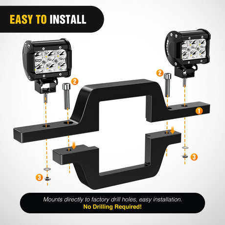 2.5 inch Towing Hitch Mount Bracket for Truck Trailer RV SUV Pick Up fit Dual LED Work Light Reverse Rear Back Up Off Road Lights(Towing Hitch Mount Bracket) Without Light