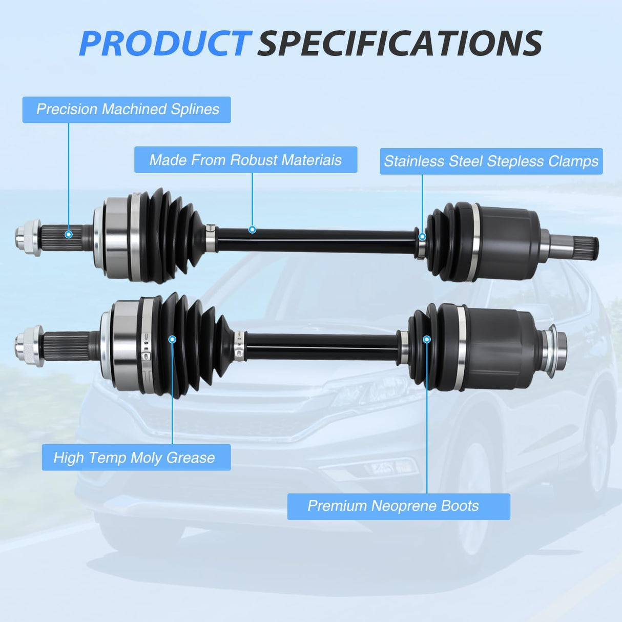 CV Axle Shaft Assembly Compatible with 2007 2008 2009 2010 2011 2012 2013 2014 Honda CR-V EX EX-L LX Half-Shaft Assemblies Replacement Front Wheel Driver and Passenger Side