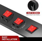 12V 24V Rocker Switches Red LED Lighted 4 Pin 2 Position ON Off Toggle Switch 5PCS KCD4 DPST for Car Automotive Truck Boat Marine Off-Road Vehicle