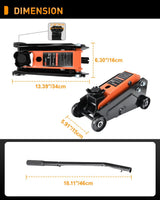 Floor Jack 2 Ton, Heavy Duty Steel Hydraulic Trolley Car Jack, Portable Emergency Service Jack for Roadside Repair, Lifting Range 5.5 Inch to 15.2 Inch