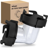 90 Degree RV Tote Tank Adapter, Clear RV Sewer Hose Elbow Fitting with 4 Swivel Bayonet Prongs Leak-Proof Double Odor-Tight Sealing Ring for RV Camping Portable Waste Tank Sewer Hoses, Black