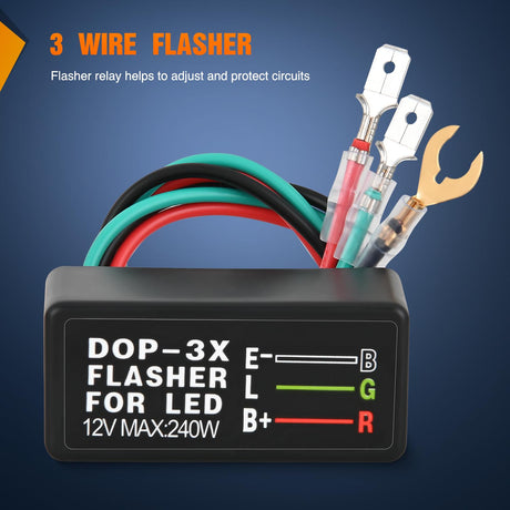 Turn Signal Switch with Flasher Relay Kit 4PIN ON Off ON Rocker Switches w/Green LED Laser Etched SPDT 12V 20A 24V 10A Jumper Wires for ATV UTV Tractor Motorcycle