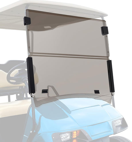 Golf Cart Windshield for Front Window Foldable Windproof UV Protection Compatible with EZGO TXT 1994.5-2013,Tinted Polycarbonate (PC) Scratch and Impact Resistant