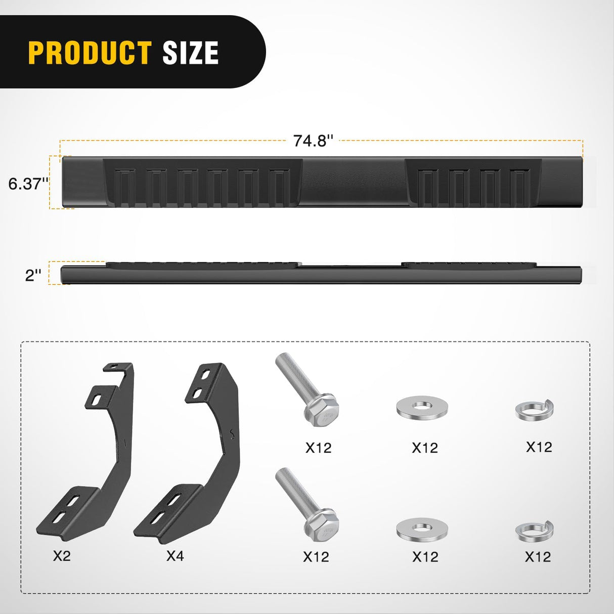Running Boards for 2007-2021 Toyota Tundra Double Cab 2 Full-Size Door & 2 Half-Size Door 6 Inch Side Step Nerf Bars Stainless Steel Black