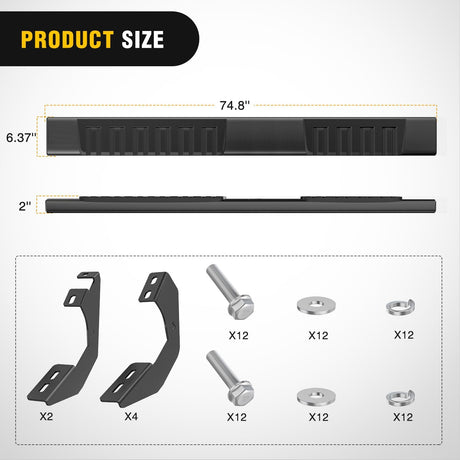 Running Boards for 2007-2021 Toyota Tundra Double Cab 2 Full-Size Door & 2 Half-Size Door 6 Inch Side Step Nerf Bars Stainless Steel Black