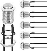 12mm Momentary Push Button Switch 6PCS with Pre Wired Harness 12V Waterproof Stainless Steel Small Round Power Push Button Switches 2 Pin for Car Automotive Truck Boat Marine Off-Road Vehicle