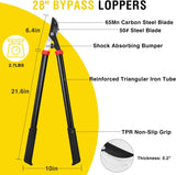 28 Inch Loppers for Tree Trimming Heavy Duty Tree Trimmer Sharp Steel Blade Bypass Loppers Branch Cutter up to 1.5 Inch Dia Cut Capacity Shock-Absorbing Bumper Handle Ideal for Garden Maintenance