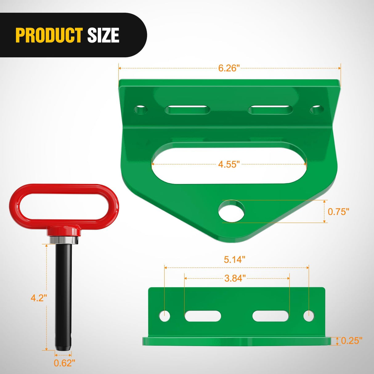Universal Heavy Duty Zero Turn Mower Trailer Hitch Kit Strong Neodymium Magnetic Pin with 4 Bolts 1/2'' R-Clip Combo Pack Red & Green 6mm Thick