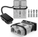 Anderson Connector 50AMP 6AWG Anderson Plug 12V-36V Battery Quick Connect/Disconnect Wire Harness Plugs Connectors Kit for 6 Gauge Cables Car Marine ATV Trailer Towing Winch Motor, 2 Pack Grey
