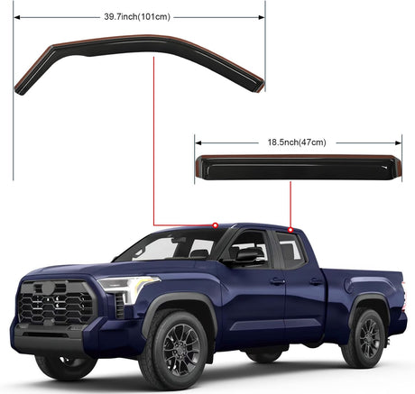 Side Window Deflectors for Toyota Tundra 2022 2023 2024 2025 2026 Double Cab Window Visors Rain Guards, Vent Shade for Fresh Air, Rain & Snow Protection, Wind Noise Reduction-4PCS