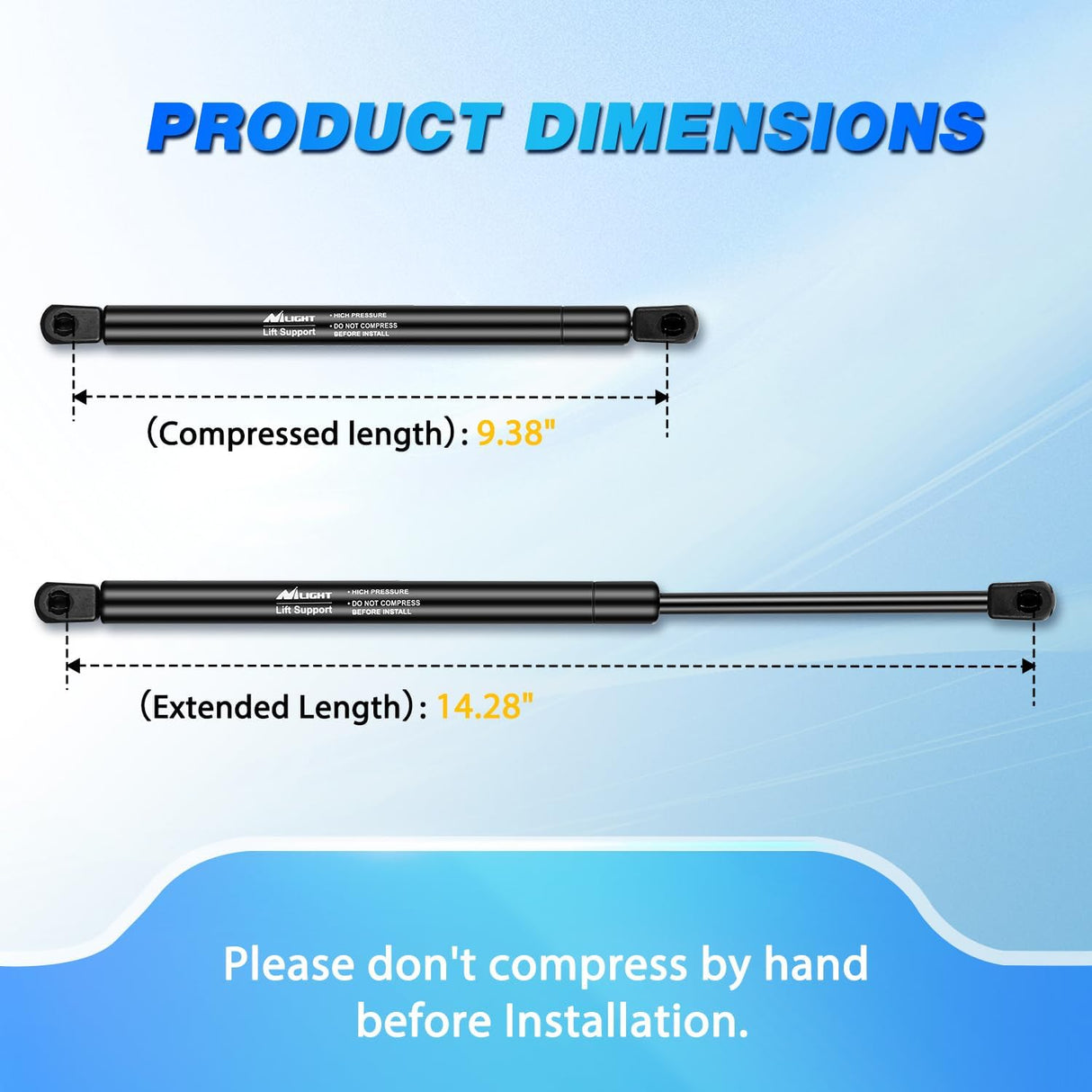 Hood Gas Struts Lift Supports 6020 for Hyundai Sonata 2015-2017 Spring Shocks 14 Inch, 2PCS Set Rod