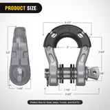 Mega D-Ring Shackles, 3/4 Inch Heavy Duty Recovery Tow Shackle | 7/8 Inch Screw Pin & isolator, 2Pcs Gray, 68,000 lbs Break Strength(17,000 lb WLL), Forged Steel, Off-Road Recovery