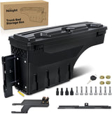 Truck Bed Tool Box Left Drivers Side Truck Tool Box Fit for Ford F-250/350 Super Duty 2017-2021 ABS Swing Case Truck Bed Storage Box with Lockable Lid Waterproof Wheel Well Toolbox Black