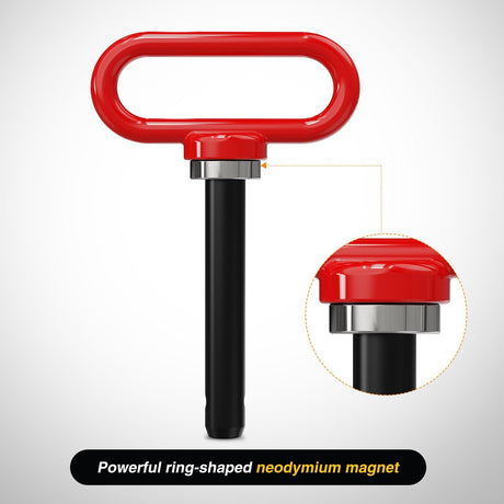 Universal Heavy Duty Zero Turn Mower Trailer Hitch Kit Strong Neodymium Magnetic Pin with 4 Bolts 1/2'' R-Clip Combo Pack Red & Black 6mm Thick