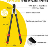29 Inch Loppers for Tree Trimming Heavy Duty Bypass Loppers Powerful Gear Action Sharp Steel Blade Tree Trimmer up to 1.5 Inch Dia Cut Capacity Non-slip Handle Branch Cutter for Garden Maintenance