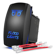 Flood Lights Rocker Switch Led Light Bar 5 Pin Laser On Off SPST Switches 20A/12V 10A/24V Blue with Jumper Wires Set for Cars Trucks Boats ATVs UTVs RVs