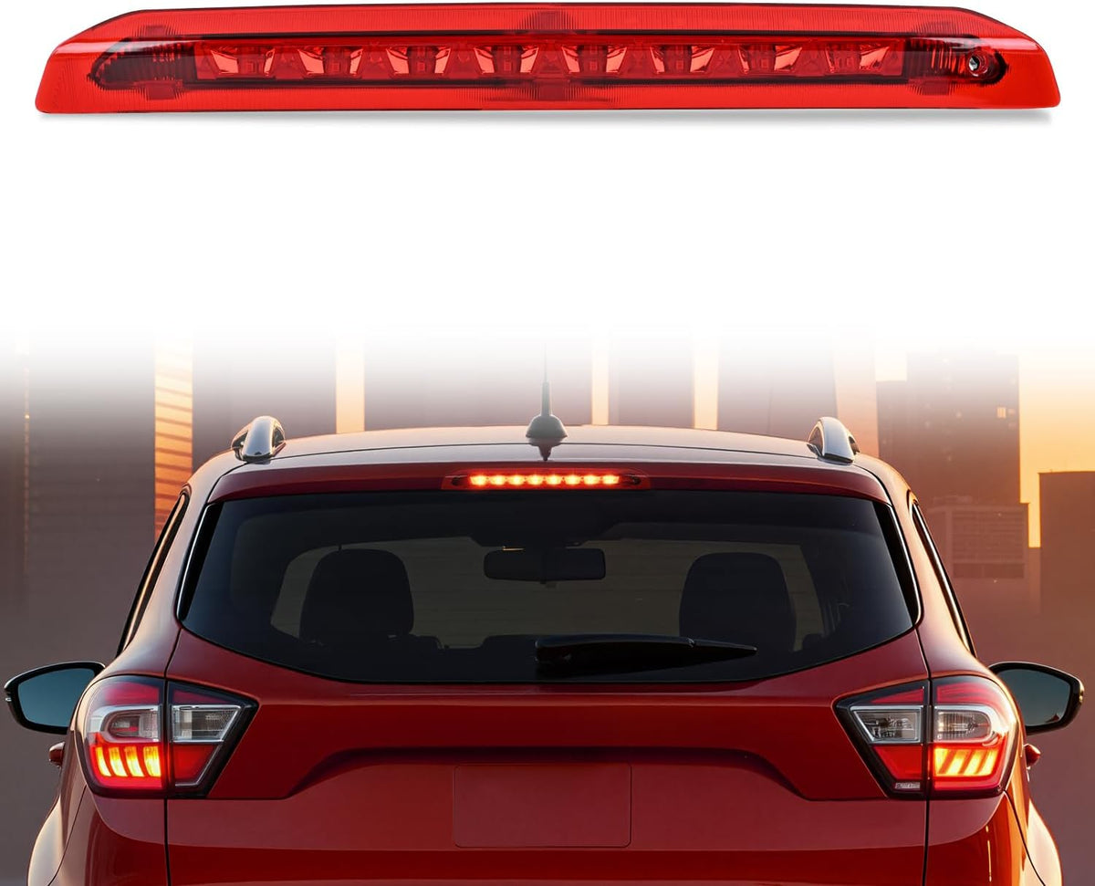 Third Brake Light for Ford Escape 2013 2014 2015 2016 2017 2018 | for Ford Escape 2013 2014 2015 2016 2017 2018, High Mount 3rd Stop LED Tail Van SUV Rear Cab Center Lamp, Red Lens