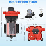 RV Water Pump 12v Diaphragm Pump 6.0 GPM 70 PSI with Pressure Switch & Strainer 12 Volt DC Heavy Duty Camper RV Pump Upgrade Self-Priming Low Noice for RV Marine Yacht Caravan Camper Trailer