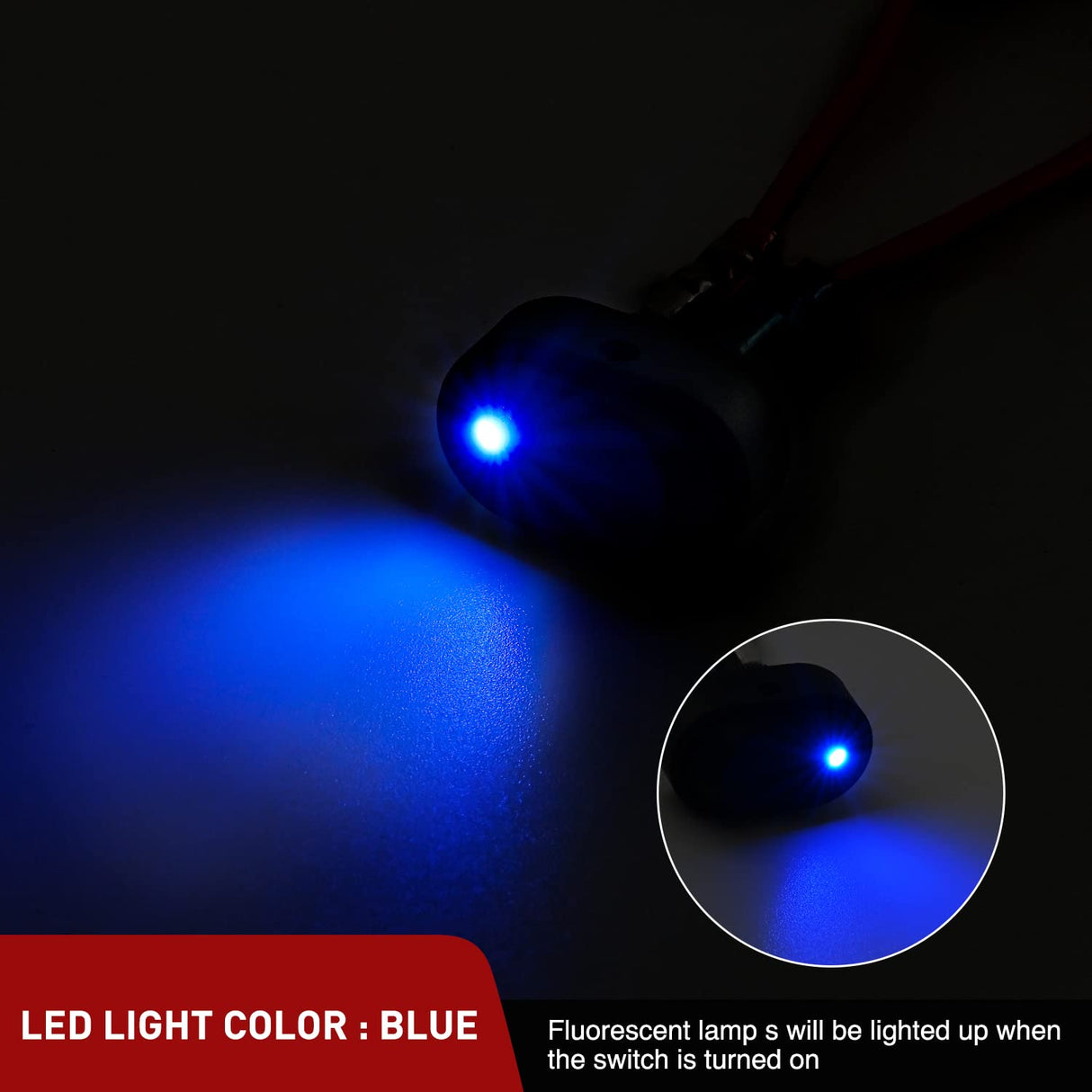 5PCS LED Lighted Rocker Switch 12V Blue LED Illuminated ON Off Toggle 30A 3Pin SPST Oval Shaped 12mm Hole for Automotive Car Truck RV Motorcycles Marine Boats