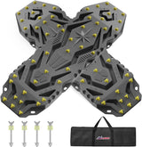 Recovery Off-Road Traction Boards 2Pcs 43 InchL x 13.3 InchW with Yellow Teeth for 4WD 4X4 Mud Sand Snow Includes 2PCS Mounting Kit & Carry Bag (Grey)