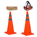 24 Inch Collapsible Traffic Safety Cones 2 Pack - Bright Orange Parking Cones with Reflective Collars for Roadside Emergency, Parking, Driving Practice