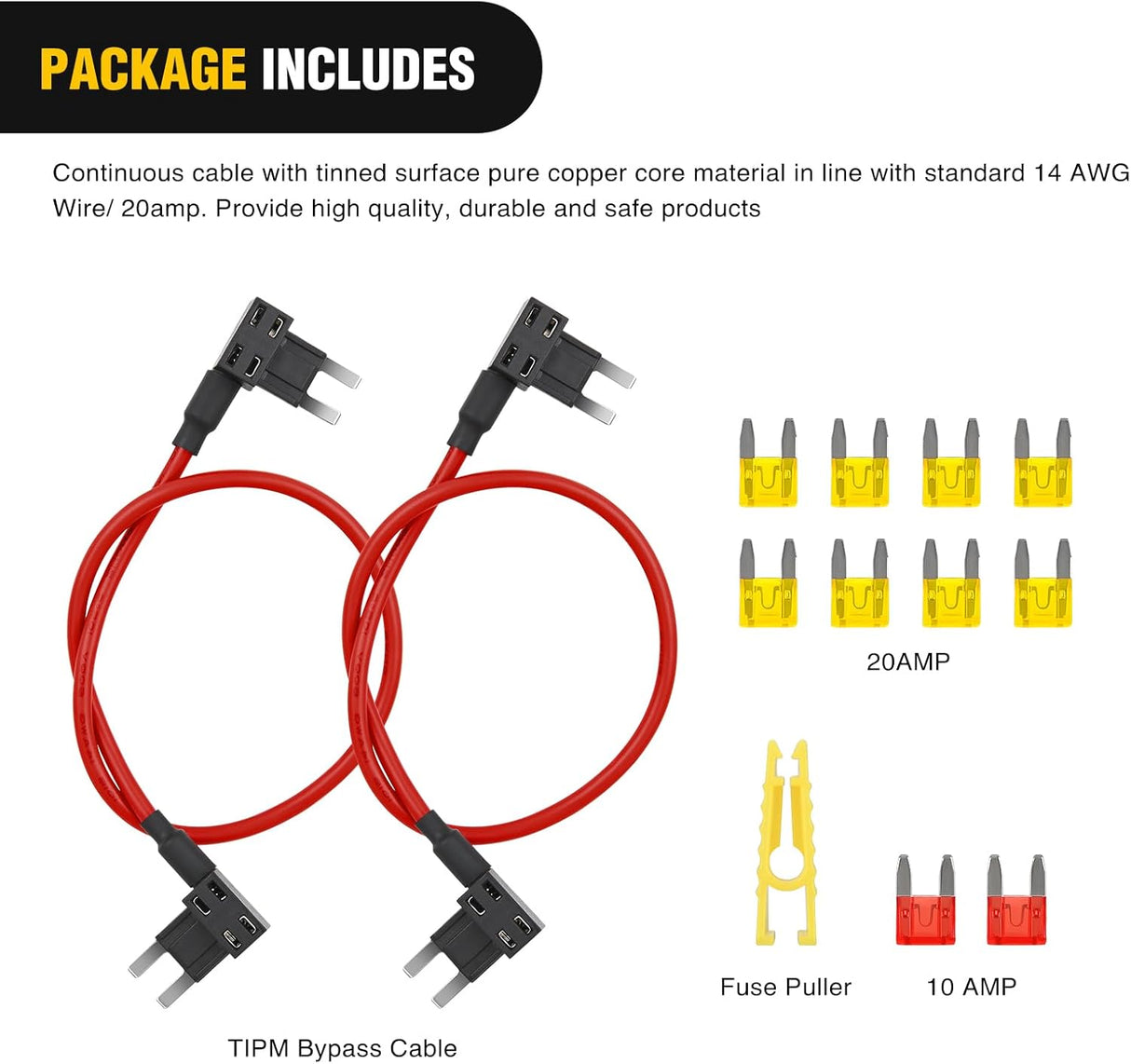 Fuse Adapter Fuses Holder TIPM Bypass 14AWG Wire 20 AMP Repair Fuel Pump Relay Cable Compatible with Dodge Ram 1500 2500 3500 Chrysler Jeep VW 2007-2016 Replace CBWPR091AA