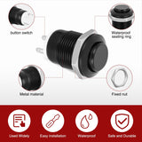 12mm Momentary Push Button Switch 6PCS 12V Waterproof Black Metal Small Round Power Push Button Switches 2 Pin for Car Automotive Truck Boat Marine Off-Road Vehicle