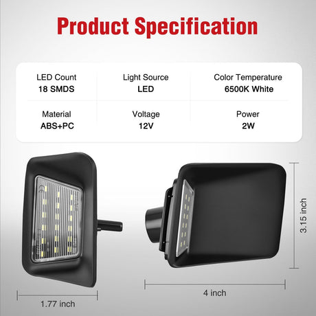 License Plate Lights Compatible with 2004 2005 2006 2007 2008 2009 2010 2011 2012 Chevy Colorado GMC Canyon with Black housing 6000K White 2PCS Pack