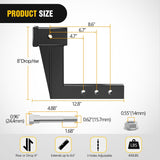 Trailer Hitch Extension Riser for 2 Inch Receiver with 8 Inch Rise or Drop with Bolt Nut Clip 10,000 lbs Capacity Adjustable Extend 4.7 Inch 6.7 Inch 8.6 Inch Length Black Coated for Class I-VI Receivers