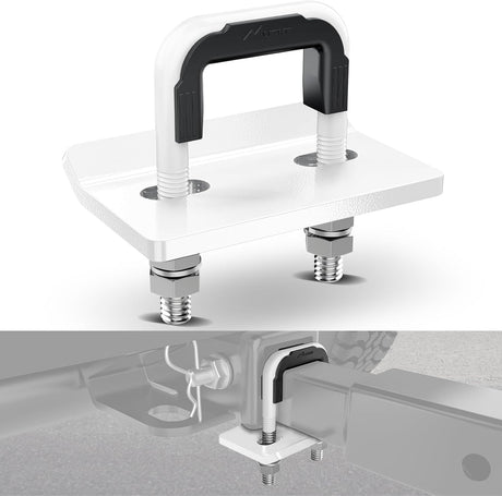 Trailer Hitch Tightener for 2 Inch Trailers Hitches Mount Anti Rattle Heavy Duty Steel with Rubber Cover White U Bolt Glossy Coating Plate Electrophoresis Anti-Rust Triple Protective
