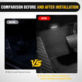 2 PCS White Color Wireless Magnetic LED Interior Lights | USB Rechargeable Universal Mini Sticky Footwell Ambient Atmosphere Reading Lamp with Touch Sensor, Portable Night Lighting