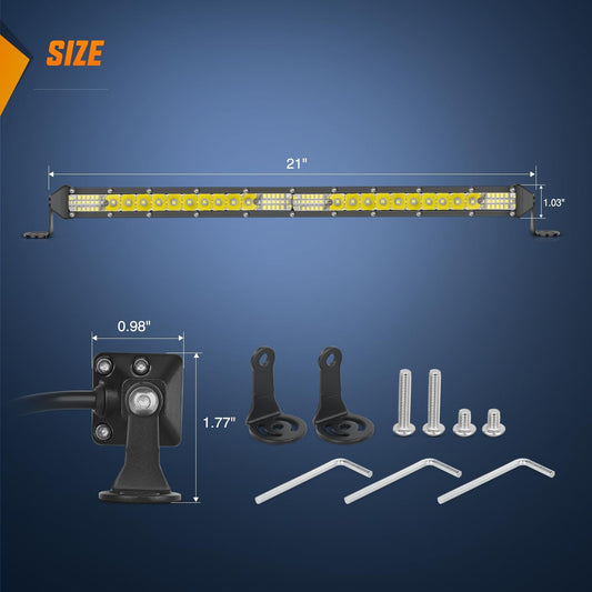 20" 156W 52LED Single Row Ultra-Slim Spot Flood LED Light Bars Nilight