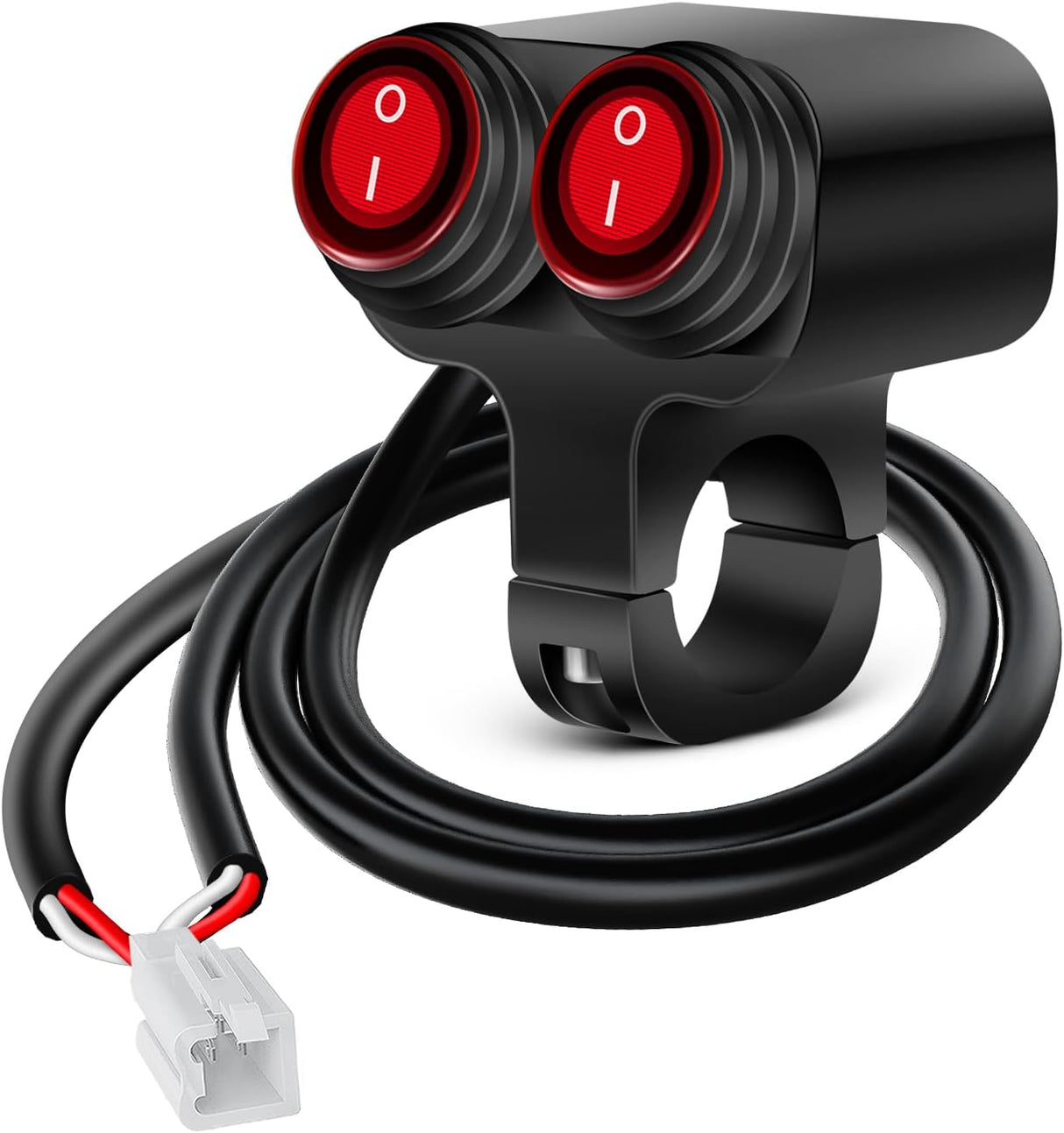 Motorcycle 7/8 Inch (22mm) Handlebar Switch Plug and Play 12V Waterproof On Off Push Button Dual Control for ATV UTV Driving Light Bar