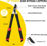 19 Inch Loppers Heavy Duty Branch Cutter Sharp Steel Blade Tree Trimmer up to 1 Inch Diameter Cut Capacity Powerful Gear Action Lightweight Bypass Loppers Tools for Tree Trimming Garden Maintenance
