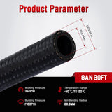 8AN 20FT CPE Nylon Stainless Steel Braided Fuel Line Hose Only | High Pressure Oil Gas Diesel Tube for Transmission Oil Cooler Vacuum Lines