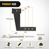 Trailer Hitch Extension Riser for 2 Inch Receiver with 10 Inch Rise Drop with Bolt Nut Clip 10,000 lbs Capacity Adjustable Extend 4.7 Inch 6.7 Inch 8.6 Inch Length Black Coated for Class I-VI Receivers