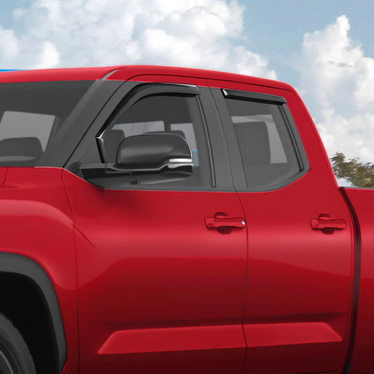 Side Window Deflectors for Toyota Tundra 2022 2023 2024 2025 2026 Double Cab Window Visors Rain Guards, Vent Shade for Fresh Air, Rain & Snow Protection, Wind Noise Reduction-4PCS