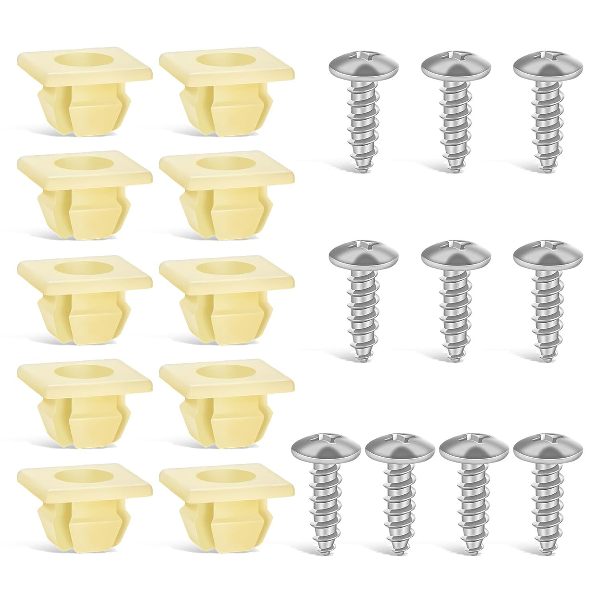 License Plate Screw Kit, Stainless Steel Screws with Nylon Nuts for Fastening Front and Back License Plates on Cars, SUVs, Trucks 3907444 15614745 4755299 (Set of 10)