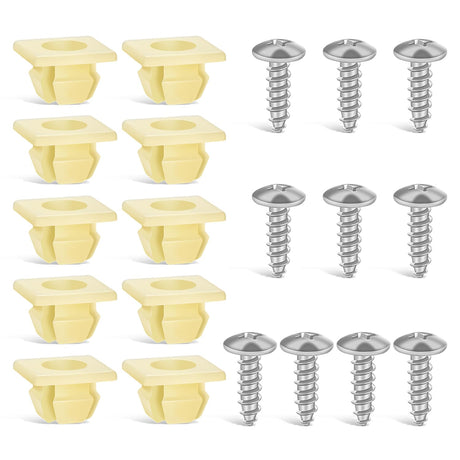 License Plate Screw Kit, Stainless Steel Screws with Nylon Nuts for Fastening Front and Back License Plates on Cars, SUVs, Trucks 3907444 15614745 4755299 (Set of 10)