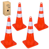 28 inch Traffic Safety Cones, 4  Pack Durable PVC Orange Cones with Reflective Collars for Road Safety, Parking, Construction Work, Sports Training