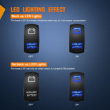 Auxiliary Battery Rocker Switch Led Light Bar 5 Pin Laser On Off SPST Switches 20A/12V 10A/24V Blue with Jumper Wires Set for Cars Trucks Boats ATVs UTVs RVs