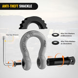 3/4 Inch D Ring Anti-Theft Shackle Tow Hook Jeep Truck SUV ATV UTV | Off Road Recovery Gear 19T 41,887 lbs Break Strength 4.75T WLL Rust-Resistant Anti-Rattle Isolators Heavy Duty Grey 2pack