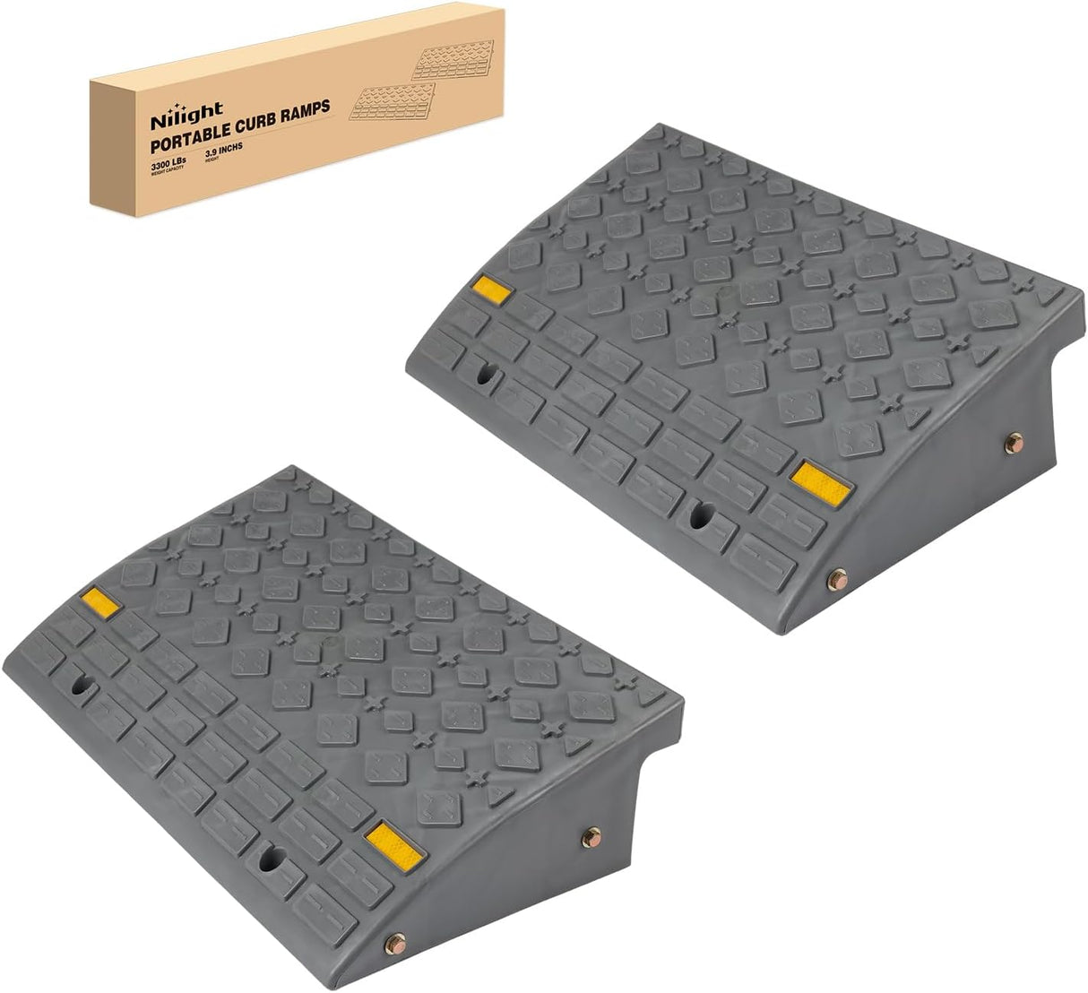 Curb Ramps 2 Pack, 5.9 inch Rise Durable Plastic Threshold Driveway Step Ramp for Scooter, Bikes, Motorcycle, Dolly, Lawn Mower