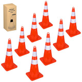 28 inch Traffic Safety Cones, 8  Pack Durable PVC Orange Cones with Reflective Collars for Road Safety, Parking, Construction Work, Sports Training