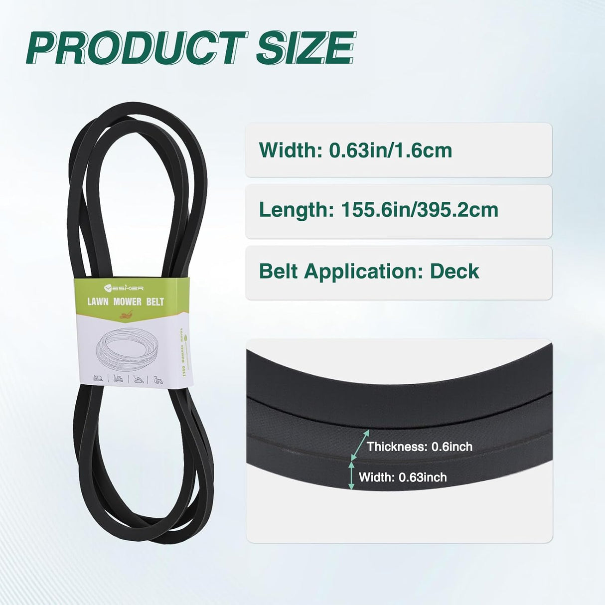041-1560-00 54 Inch Deck Belt 5/8 Inch x 155.6 Inch Lawn Mower Drive Belts for Bad Boy CZT ZT Maveric Series ZT Elite 5400 Magnum 54 Zero Turn Lawn Mowers Durable Aramid Cord Replace 041 1560 00