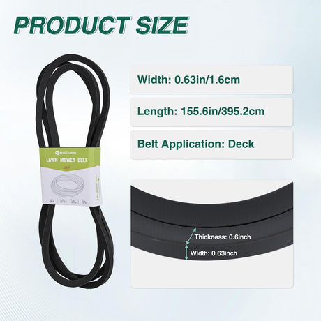 041-1560-00 54 Inch Deck Belt 5/8 Inch x 155.6 Inch Lawn Mower Drive Belts for Bad Boy CZT ZT Maveric Series ZT Elite 5400 Magnum 54 Zero Turn Lawn Mowers Durable Aramid Cord Replace 041 1560 00