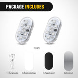 2 PCS 7 Colors Wireless Magnetic RGB LED Interior Lights | USB Rechargeable Universal Mini Sticky Footwell Ambient Atmosphere Reading Lamp with Touch Sensor, Portable Night Lighting