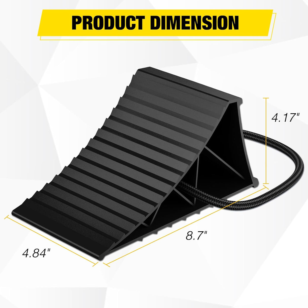 Wheel Chocks, Heavy Duty Wheel Stopper for Car, Truck, RV, Trailer, Caravan, Motorcycle, 8.7 Inch x 4.8 Inch x 4.2 Inch, 2-Pack(Black)