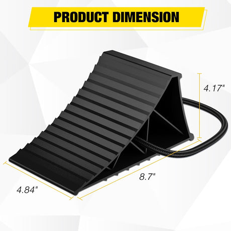 Wheel Chocks, Heavy Duty Wheel Stopper for Car, Truck, RV, Trailer, Caravan, Motorcycle, 8.7 Inch x 4.8 Inch x 4.2 Inch, 2-Pack(Black)